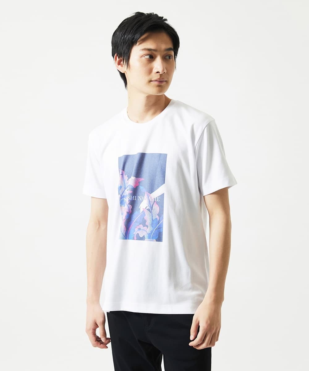 MKKHC29069 MK MICHEL KLEIN HOMME(MKミッシェルクランオム) 【コニシナナメ / コラボTシャツ】リーフモチーフプリント ホワイト
