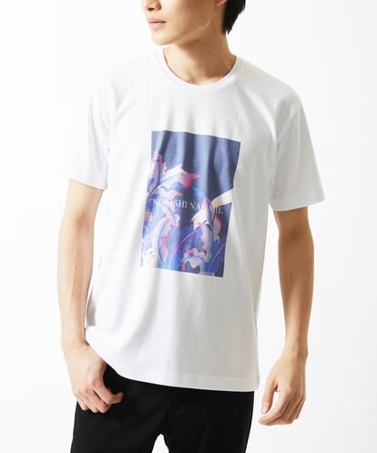 MKKHC29069 MK MICHEL KLEIN HOMME 【コニシナナメ / コラボTシャツ】リーフモチーフプリント