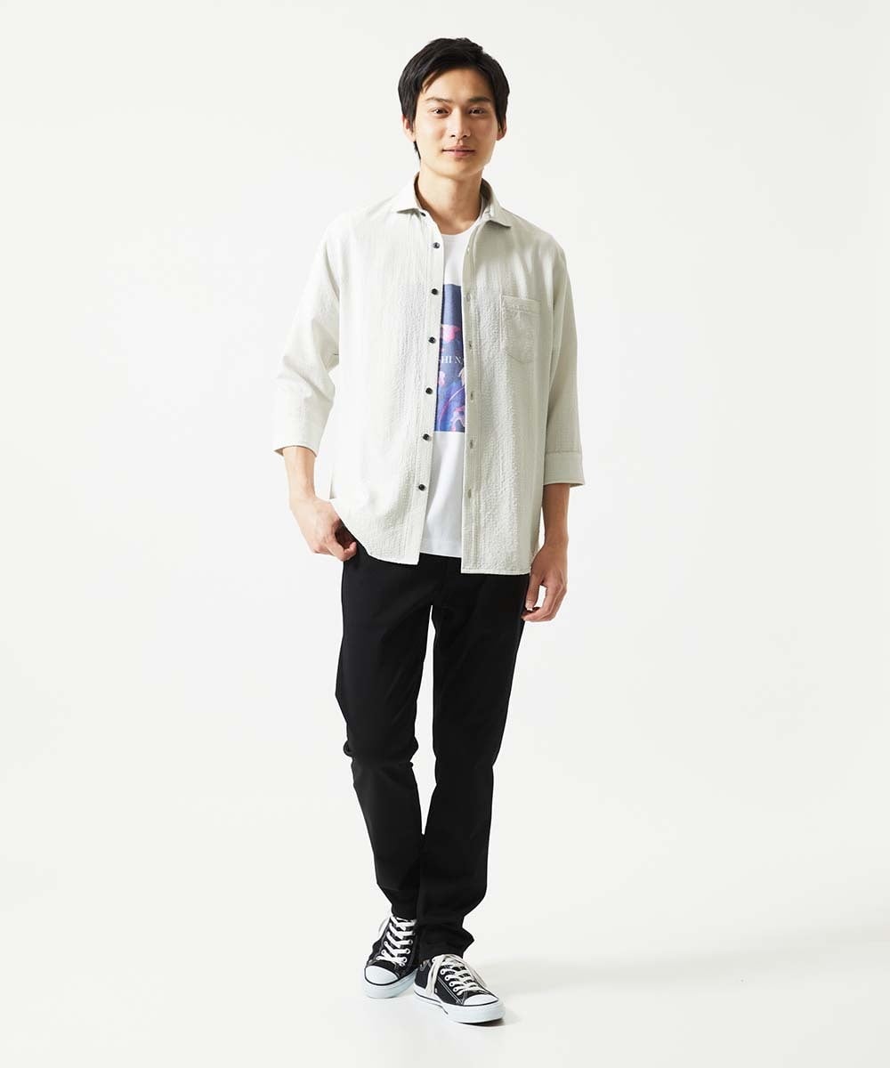 MKKHC29069 MK MICHEL KLEIN HOMME(MKミッシェルクランオム) 【コニシナナメ / コラボTシャツ】リーフモチーフプリント ホワイト