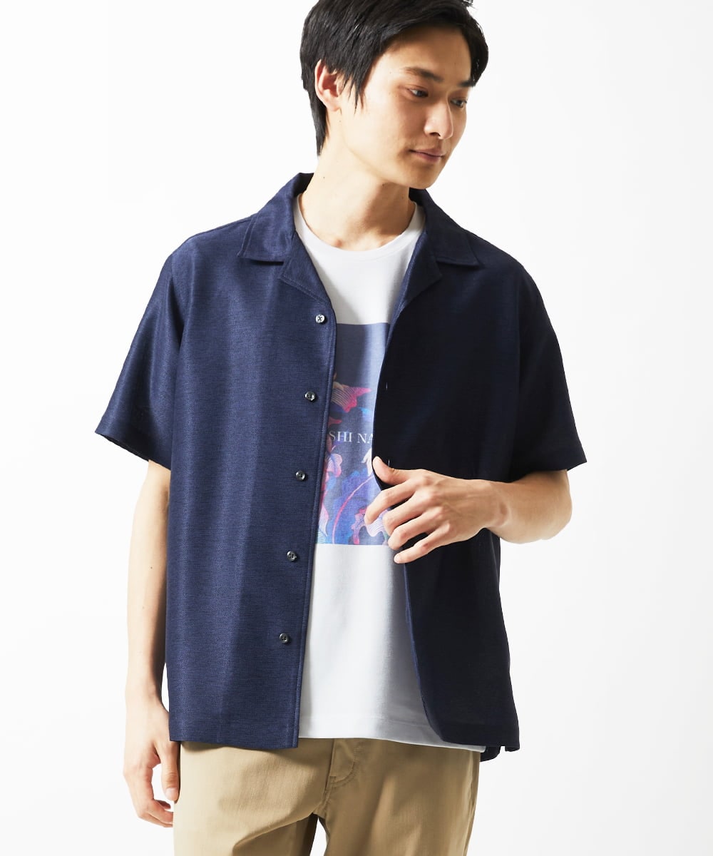 MKKHC29069 MK MICHEL KLEIN HOMME(MKミッシェルクランオム) 【コニシナナメ / コラボTシャツ】リーフモチーフプリント ライトグレー