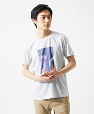 MKKHC29069 MK MICHEL KLEIN HOMME(MKミッシェルクランオム) 【コニシナナメ / コラボTシャツ】リーフモチーフプリント ライトグレー