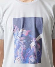 MKKHC29069 MK MICHEL KLEIN HOMME(MKミッシェルクランオム) 【コニシナナメ / コラボTシャツ】リーフモチーフプリント ライトグレー