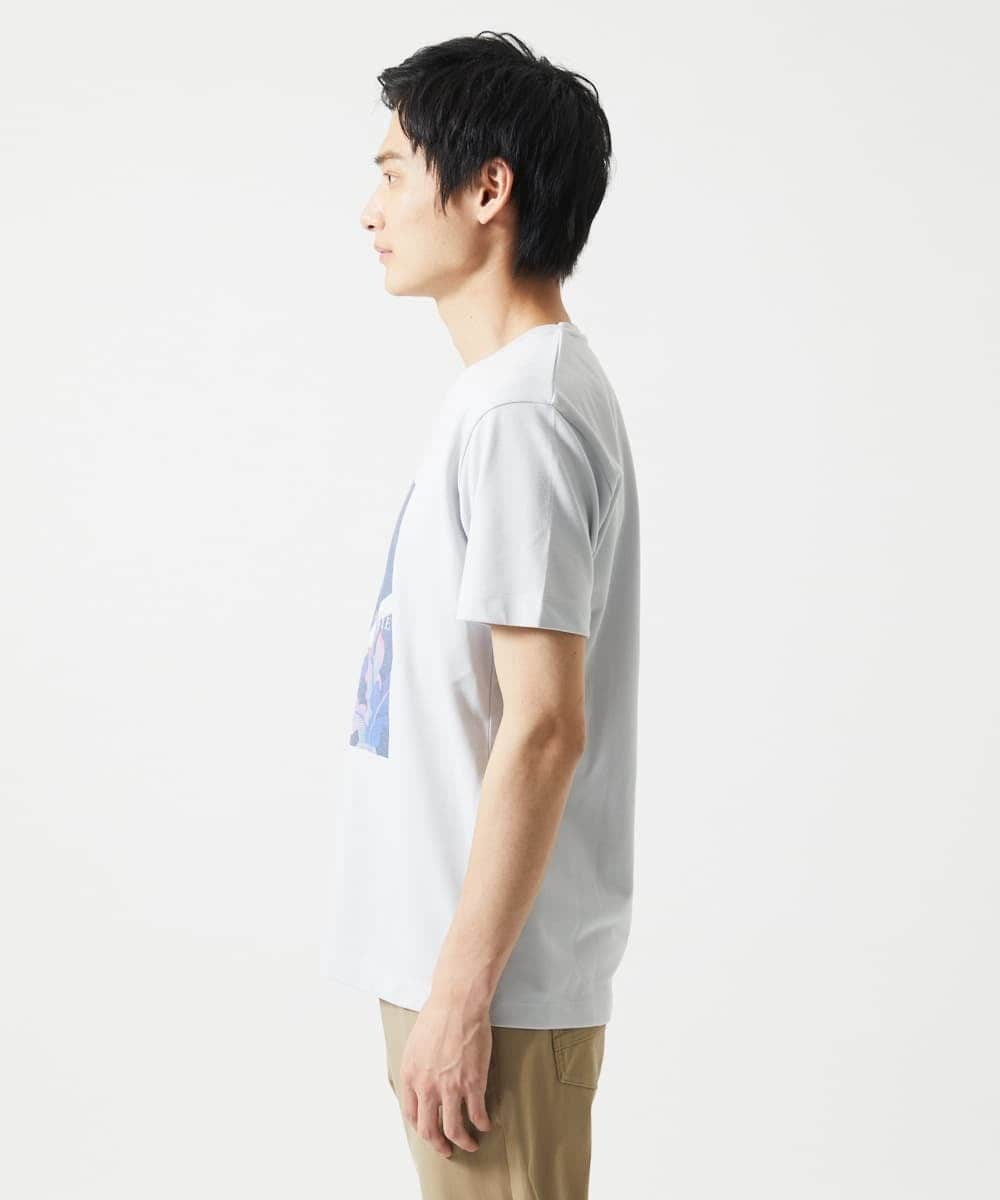 MKKHC29069 MK MICHEL KLEIN HOMME(MKミッシェルクランオム) 【コニシナナメ / コラボTシャツ】リーフモチーフプリント ライトグレー
