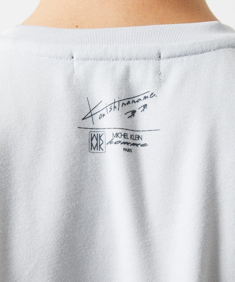 MKKHC29069 MK MICHEL KLEIN HOMME(MKミッシェルクランオム) 【コニシナナメ / コラボTシャツ】リーフモチーフプリント ライトグレー