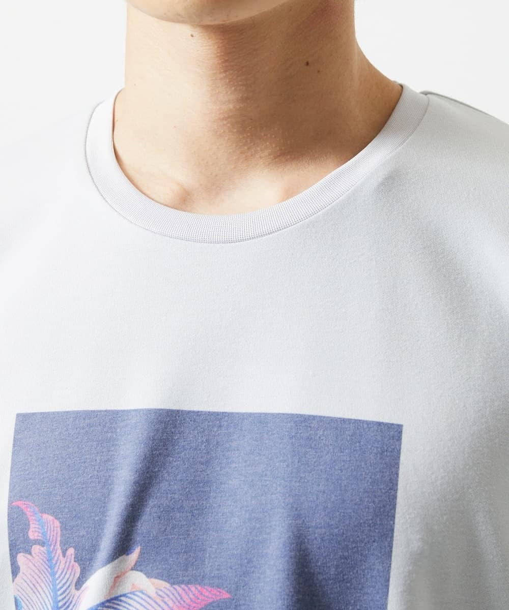 MKKHC29069 MK MICHEL KLEIN HOMME(MKミッシェルクランオム) 【コニシナナメ / コラボTシャツ】リーフモチーフプリント ライトグレー