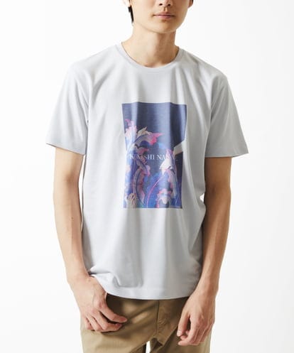 MKKHC29069 MK MICHEL KLEIN HOMME 【コニシナナメ / コラボTシャツ】リーフモチーフプリント