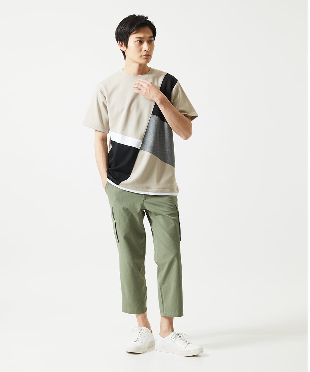 MKKHC80054 MK MICHEL KLEIN HOMME(MKミッシェルクランオム) Tシャツ / COOLタッチブロック アイボリー