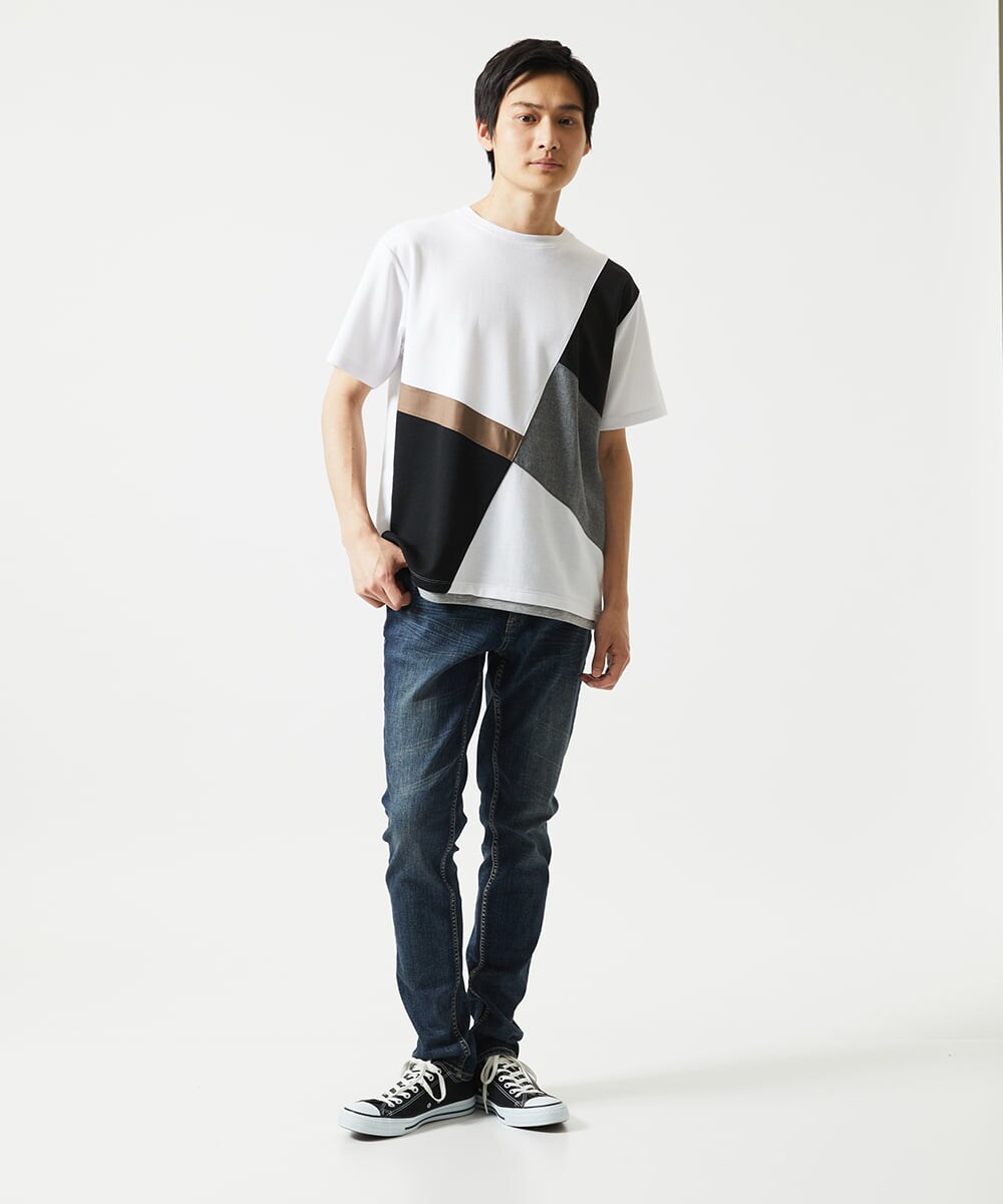 MKKHC80054 MK MICHEL KLEIN HOMME(MKミッシェルクランオム) Tシャツ / COOLタッチブロック ホワイト