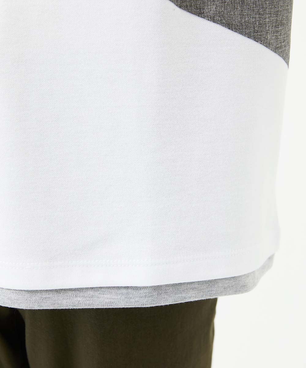 MKKHC80054 MK MICHEL KLEIN HOMME(MKミッシェルクランオム)  【接触冷感】COOLタッチブロックTシャツ  ホワイト