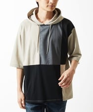 MKKHC81080 MK MICHEL KLEIN HOMME(MKミッシェルクランオム)  【接触冷感】COOLタッチブロックプルオーバーパーカー アイボリー