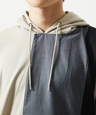 MKKHC81080 MK MICHEL KLEIN HOMME(MKミッシェルクランオム)  【接触冷感】COOLタッチブロックプルオーバーパーカー アイボリー