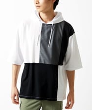 MKKHC81080 MK MICHEL KLEIN HOMME(MKミッシェルクランオム)  【接触冷感】COOLタッチブロックプルオーバーパーカー ホワイト