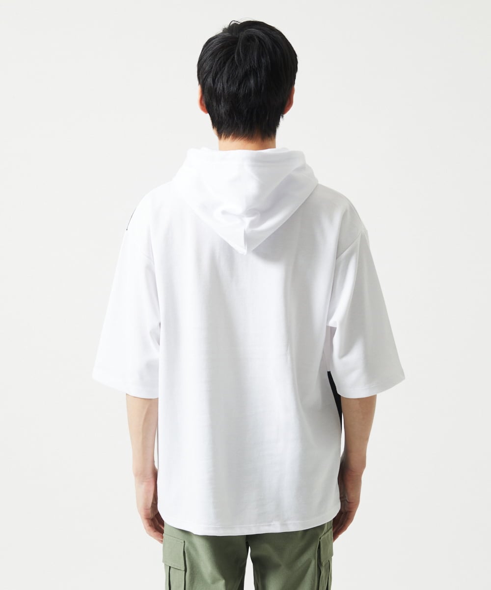 MKKHC81080 MK MICHEL KLEIN HOMME(MKミッシェルクランオム)  【接触冷感】COOLタッチブロックプルオーバーパーカー ホワイト