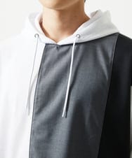 MKKHC81080 MK MICHEL KLEIN HOMME(MKミッシェルクランオム)  【接触冷感】COOLタッチブロックプルオーバーパーカー ホワイト