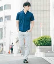 MKKHJ60099 MK MICHEL KLEIN HOMME(MKミッシェルクランオム) ポロシャツ／カチオンサーフ ブルー