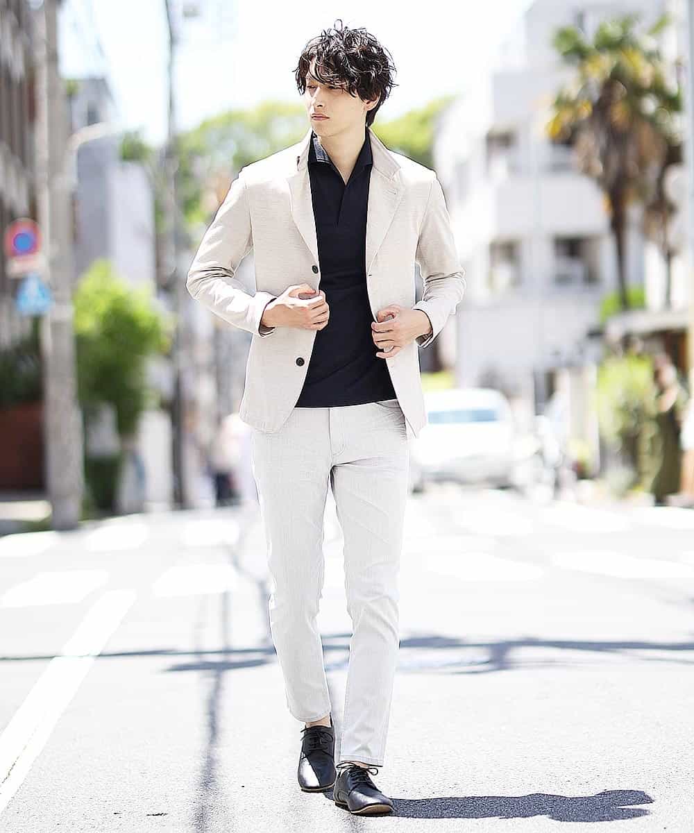 MKKHJ60099 MK MICHEL KLEIN HOMME(MKミッシェルクランオム) ポロシャツ／カチオンサーフ ネイビー