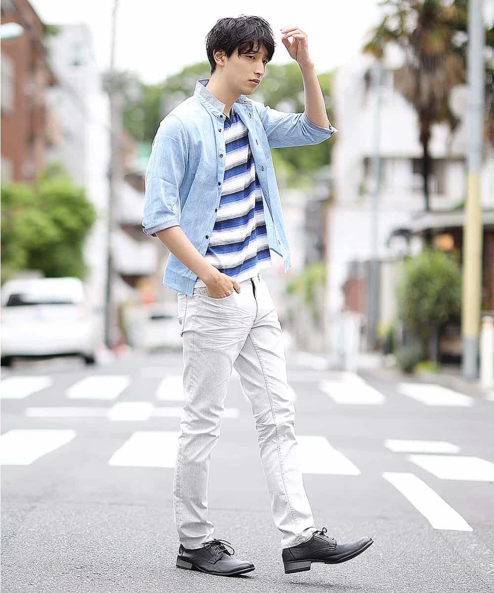 MKKHJ62065 MK MICHEL KLEIN HOMME(MKミッシェルクランオム) カットソー／ポイントグラデボーダー ブルー