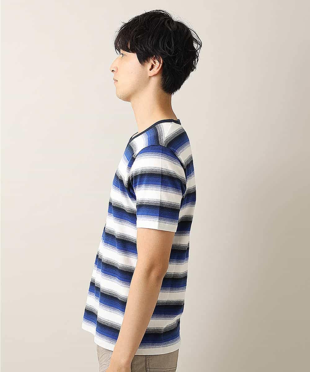 MKKHJ62065 MK MICHEL KLEIN HOMME(MKミッシェルクランオム) カットソー／ポイントグラデボーダー ブルー