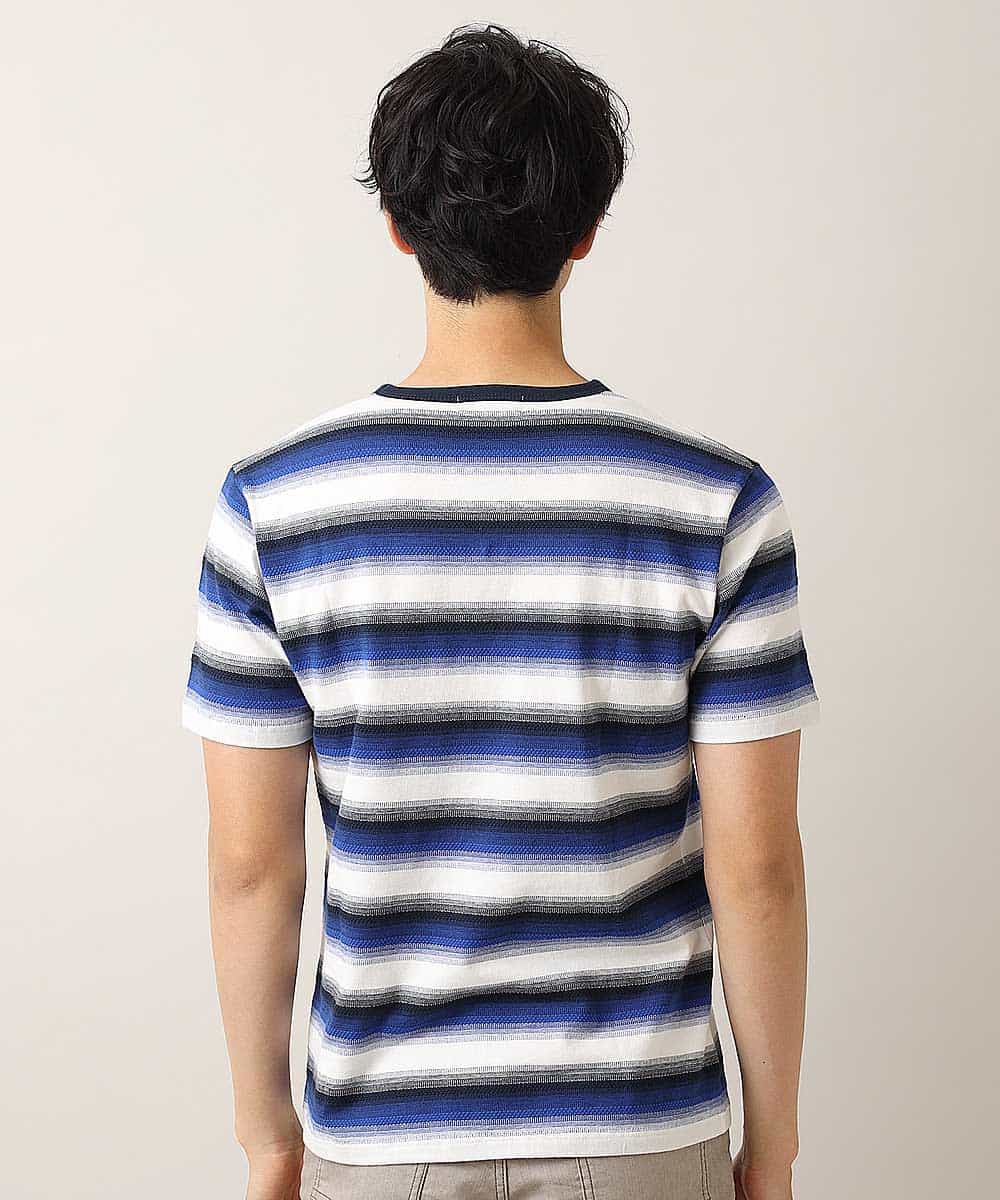 MKKHJ62065 MK MICHEL KLEIN HOMME(MKミッシェルクランオム) カットソー／ポイントグラデボーダー ブルー