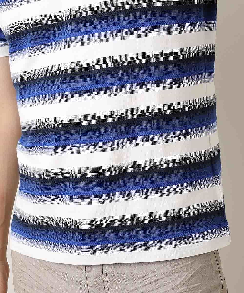 MKKHJ62065 MK MICHEL KLEIN HOMME(MKミッシェルクランオム) カットソー／ポイントグラデボーダー ブルー