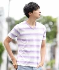 MKKHJ62065 MK MICHEL KLEIN HOMME(MKミッシェルクランオム) カットソー／ポイントグラデボーダー ラベンダー