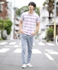 MKKHJ62065 MK MICHEL KLEIN HOMME(MKミッシェルクランオム) カットソー／ポイントグラデボーダー ラベンダー