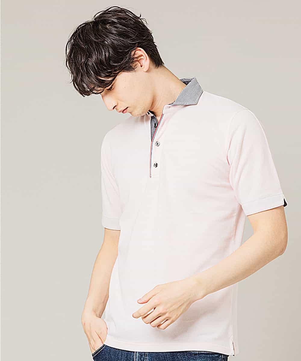 MKKHJ71069 MK MICHEL KLEIN HOMME(MKミッシェルクランオム) ポロシャツ／パリポロ ピンク