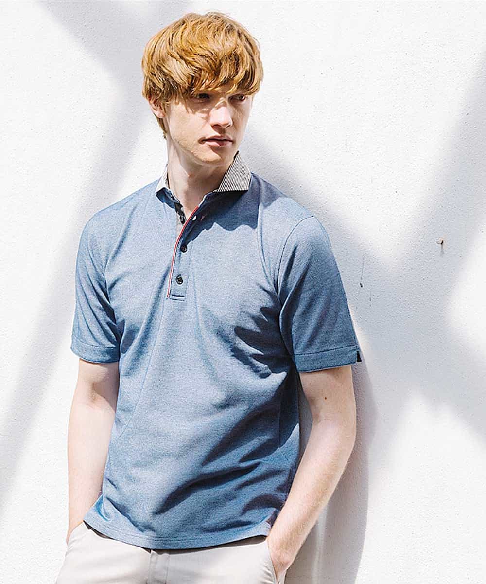 MKKHJ71069 MK MICHEL KLEIN HOMME(MKミッシェルクランオム) ポロシャツ／パリポロ ブルー