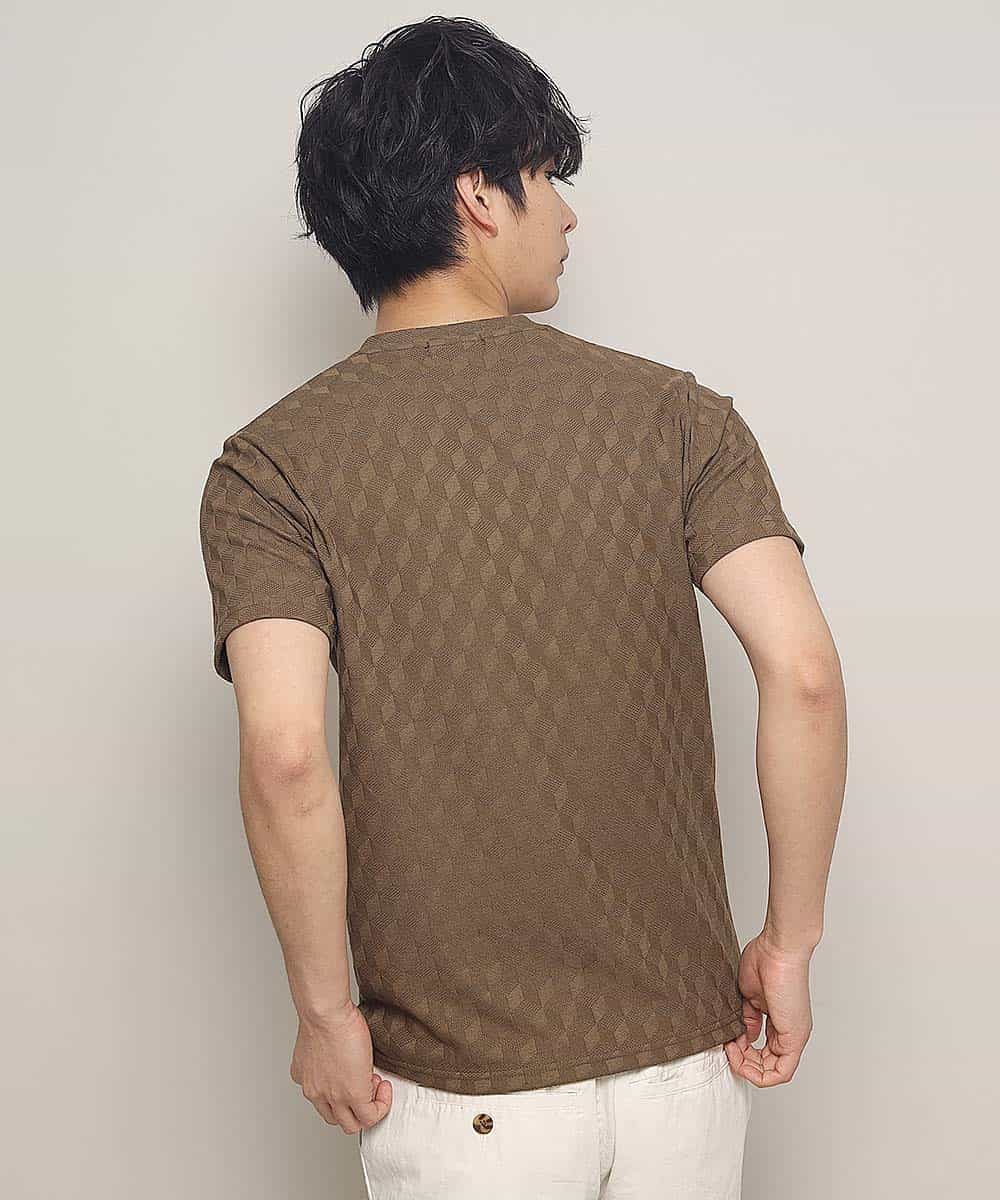 MKKHJ88045 MK MICHEL KLEIN HOMME(MKミッシェルクランオム) カットソー／キュービック3Dリンクス ブラウン