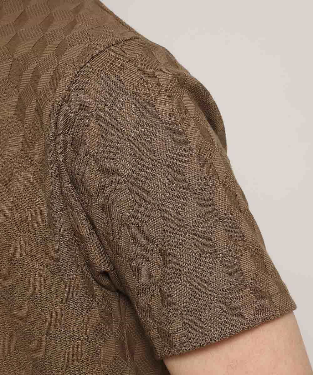 MKKHJ88045 MK MICHEL KLEIN HOMME(MKミッシェルクランオム) カットソー／キュービック3Dリンクス ブラウン