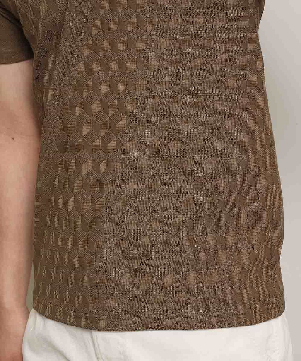 MKKHJ88045 MK MICHEL KLEIN HOMME(MKミッシェルクランオム) カットソー／キュービック3Dリンクス ブラウン