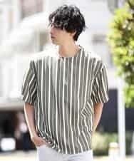 MKKHK57059 MK MICHEL KLEIN HOMME(MKミッシェルクランオム) ストライププルオーバーTシャツ カーキ