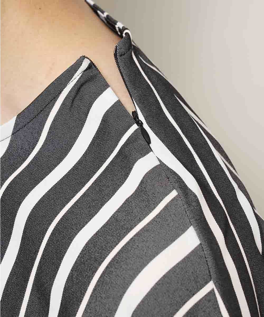 MKKHK57059 MK MICHEL KLEIN HOMME(MKミッシェルクランオム) ストライププルオーバーTシャツ ブラック