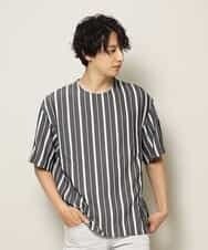 MKKHK57059 MK MICHEL KLEIN HOMME(MKミッシェルクランオム) ストライププルオーバーTシャツ ブラック