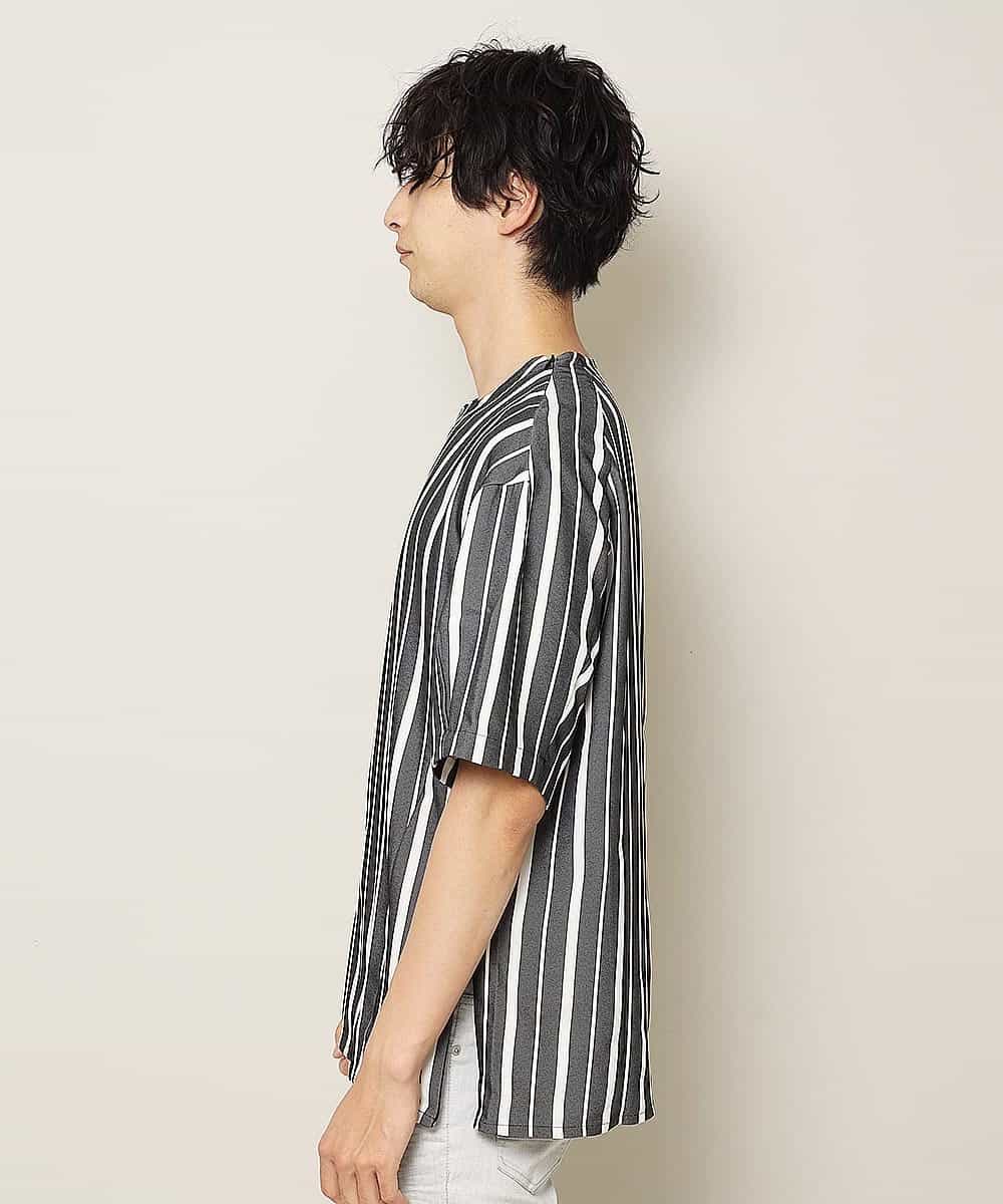 MKKHK57059 MK MICHEL KLEIN HOMME(MKミッシェルクランオム) ストライププルオーバーTシャツ ブラック