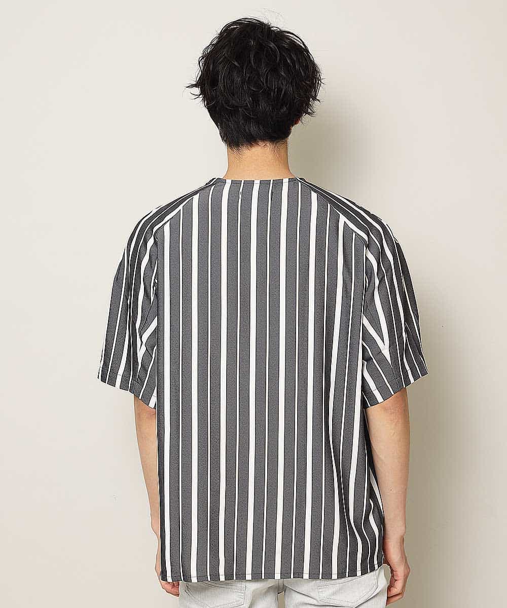 MKKHK57059 MK MICHEL KLEIN HOMME(MKミッシェルクランオム) ストライププルオーバーTシャツ ブラック