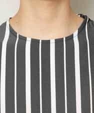 MKKHK57059 MK MICHEL KLEIN HOMME(MKミッシェルクランオム) ストライププルオーバーTシャツ ブラック