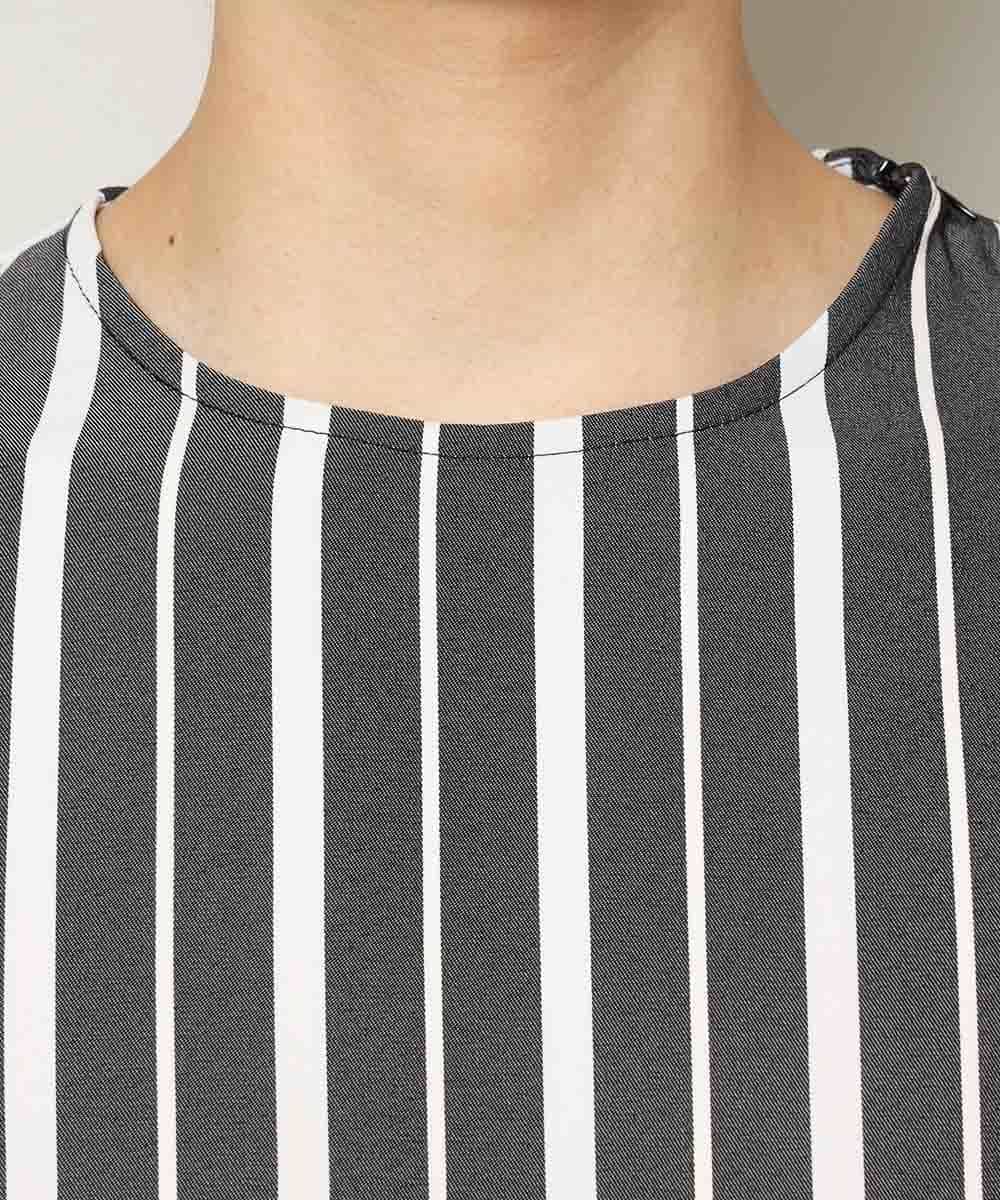 MKKHK57059 MK MICHEL KLEIN HOMME(MKミッシェルクランオム) ストライププルオーバーTシャツ ブラック