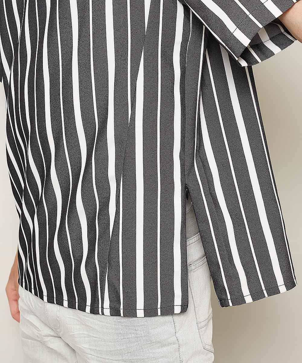 MKKHK57059 MK MICHEL KLEIN HOMME(MKミッシェルクランオム) ストライププルオーバーTシャツ ブラック
