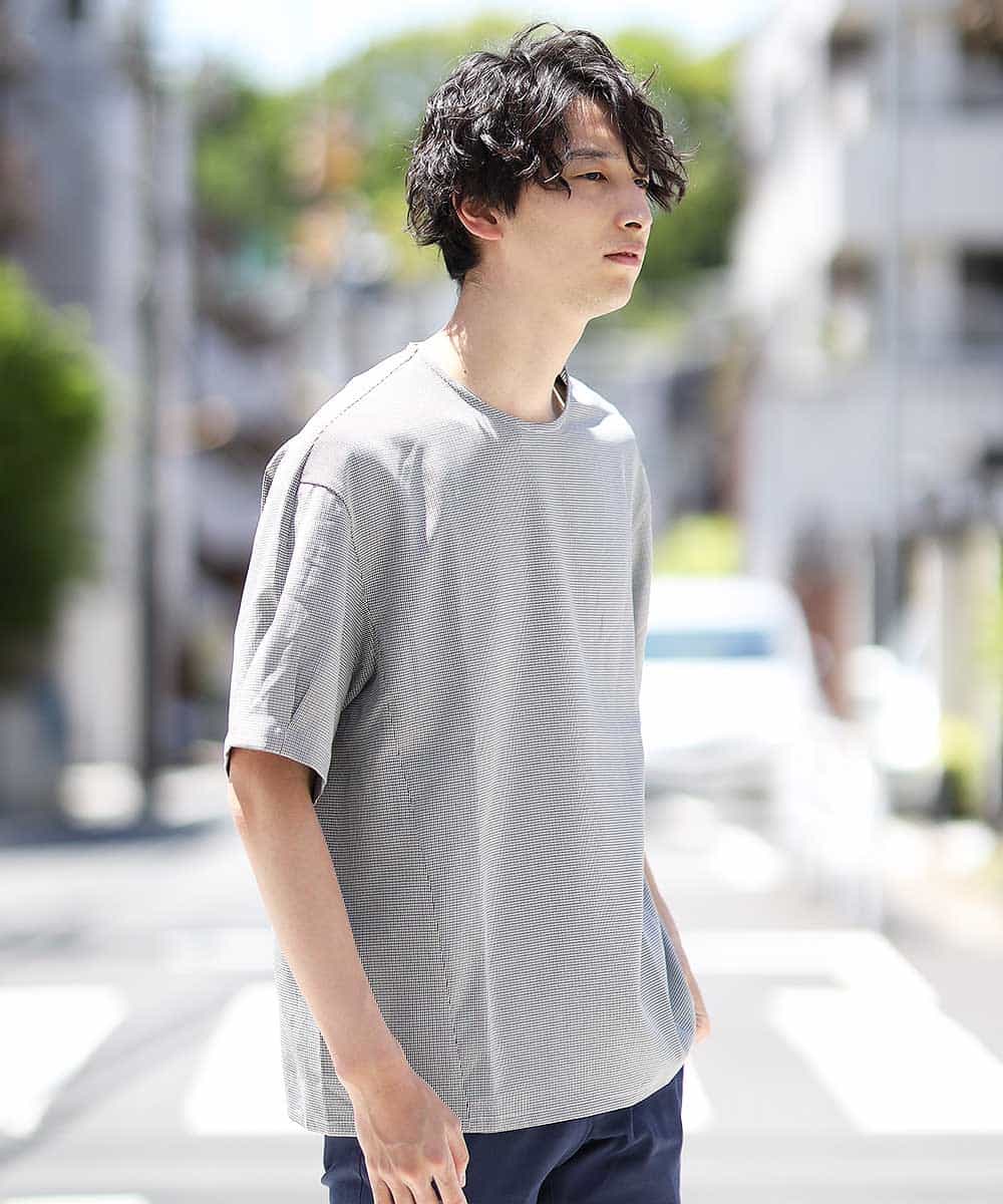 MKKHK58059 MK MICHEL KLEIN HOMME(MKミッシェルクランオム) ガンクラブチェックTシャツ グレー