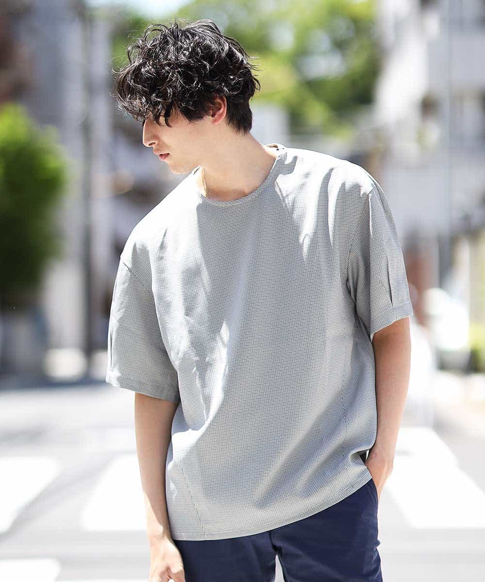 MKKHK58059 MK MICHEL KLEIN HOMME(MKミッシェルクランオム) ガンクラブチェックTシャツ グレー