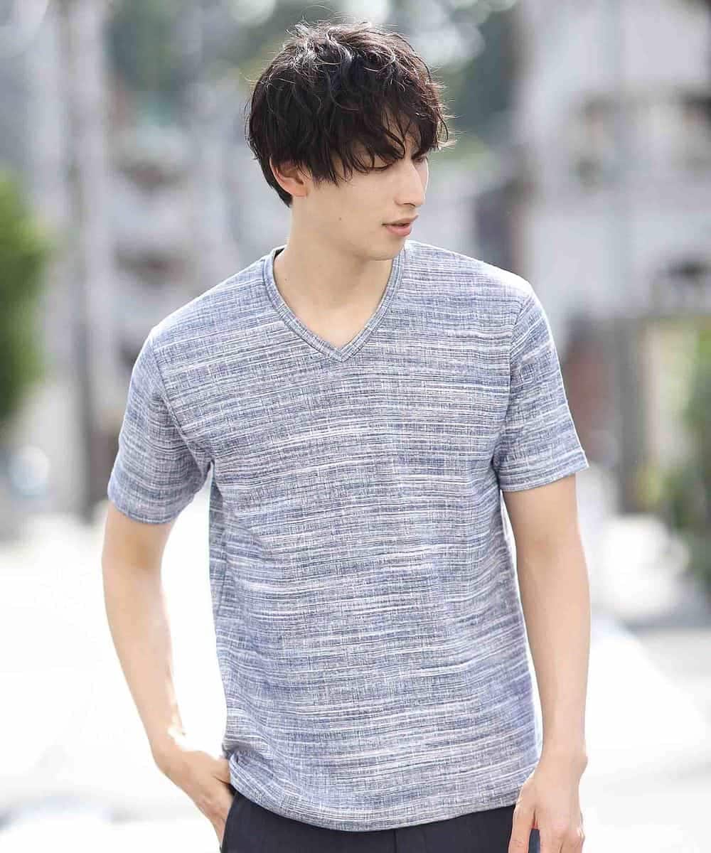 MKKHL21045 MK MICHEL KLEIN HOMME(MKミッシェルクランオム) カットソー／マッシュストレッチ ネイビー