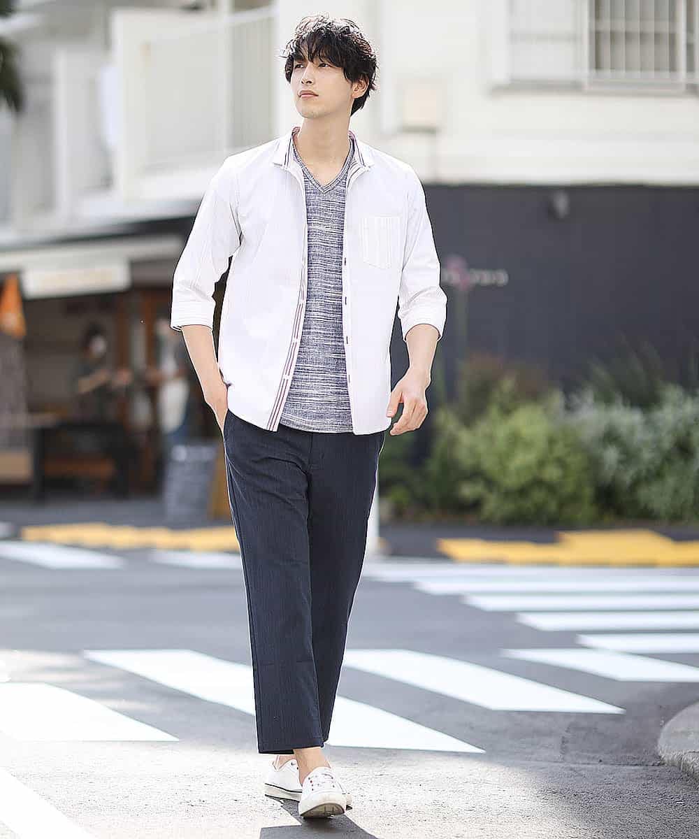 MKKHL21045 MK MICHEL KLEIN HOMME(MKミッシェルクランオム) カットソー／マッシュストレッチ ネイビー