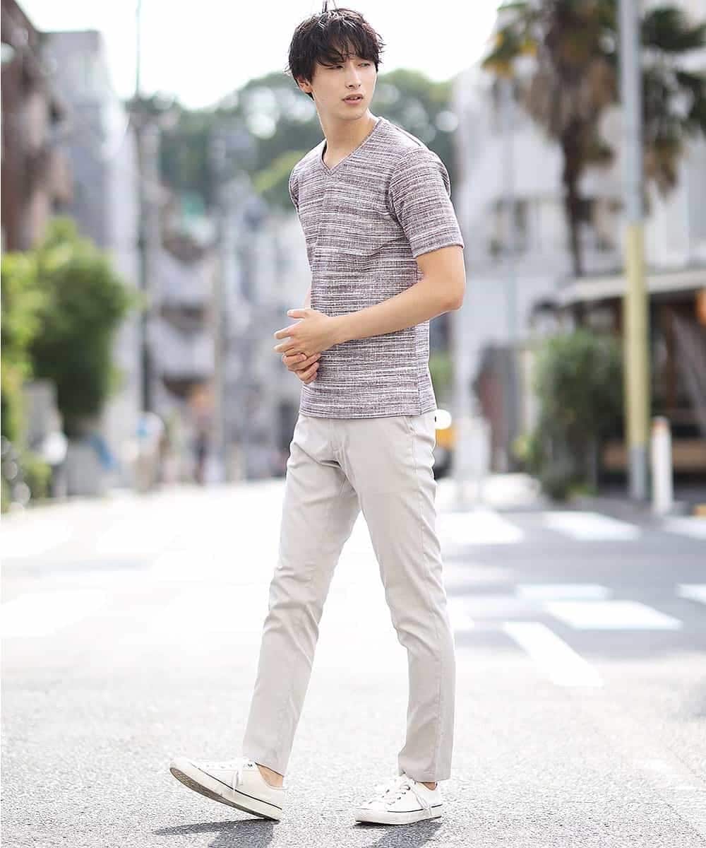MKKHL21045 MK MICHEL KLEIN HOMME(MKミッシェルクランオム) カットソー／マッシュストレッチ パープル
