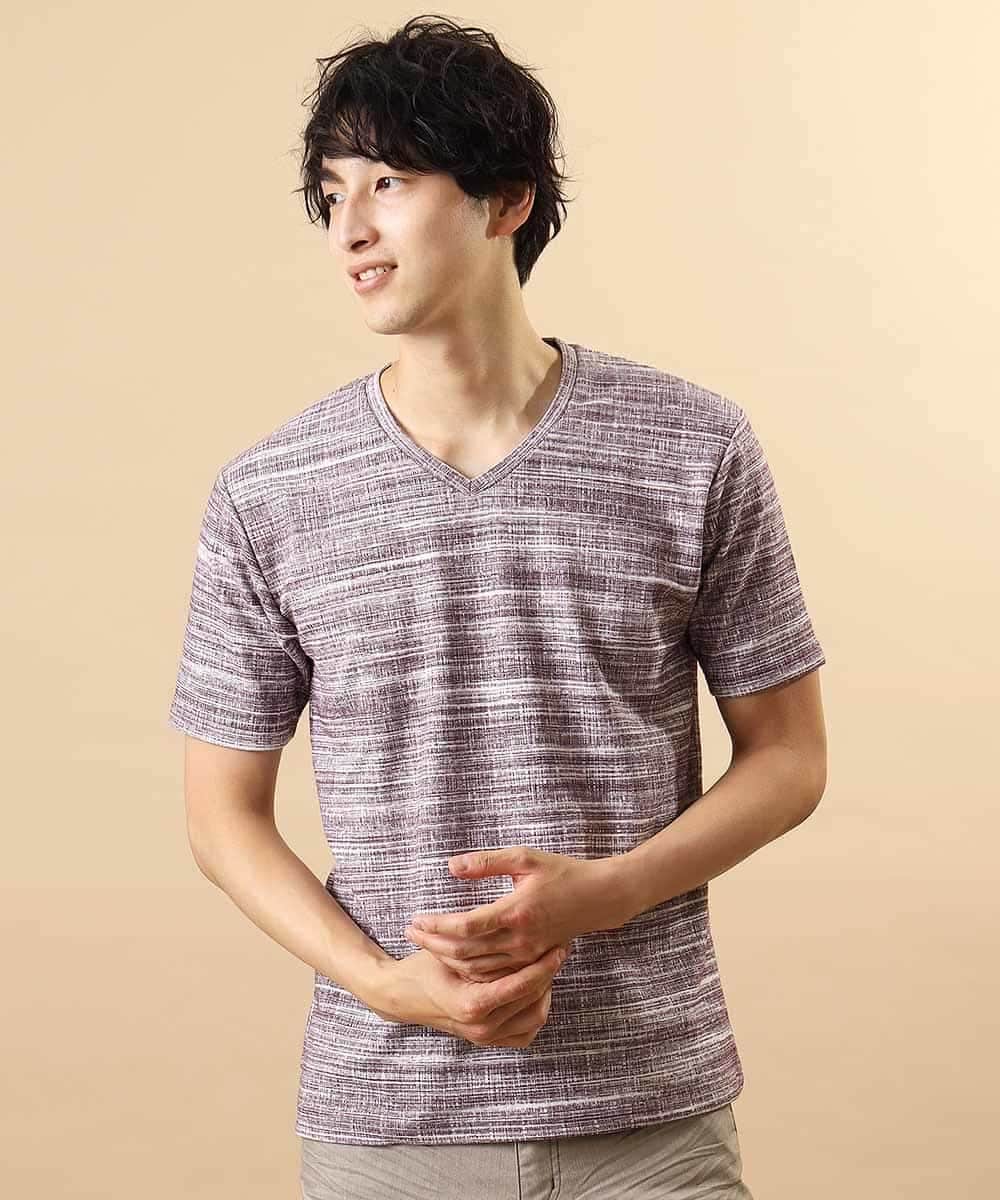 MKKHL21045 MK MICHEL KLEIN HOMME(MKミッシェルクランオム) カットソー／マッシュストレッチ パープル