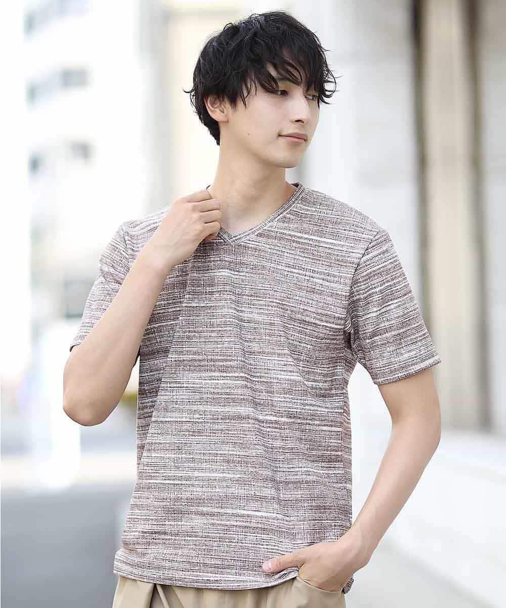 MKKHL21045 MK MICHEL KLEIN HOMME(MKミッシェルクランオム) カットソー／マッシュストレッチ ブラウン