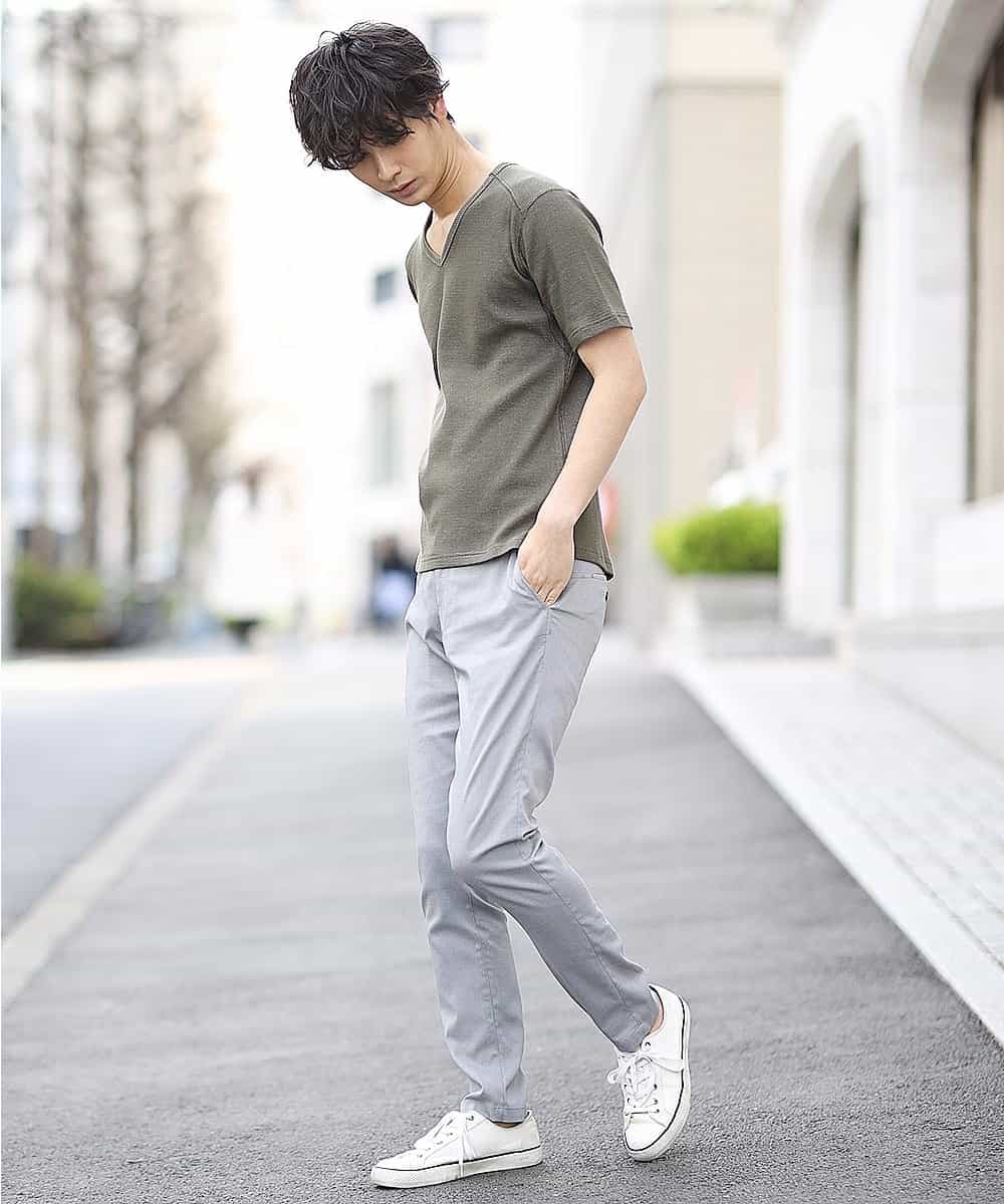 MKKHL38059 MK MICHEL KLEIN HOMME(MKミッシェルクランオム) カットソー／メッシュプレーティング カーキ