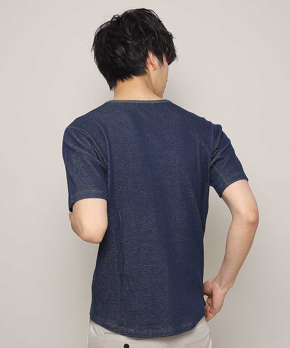 MKKHL38059 MK MICHEL KLEIN HOMME(MKミッシェルクランオム) カットソー／メッシュプレーティング ネイビー