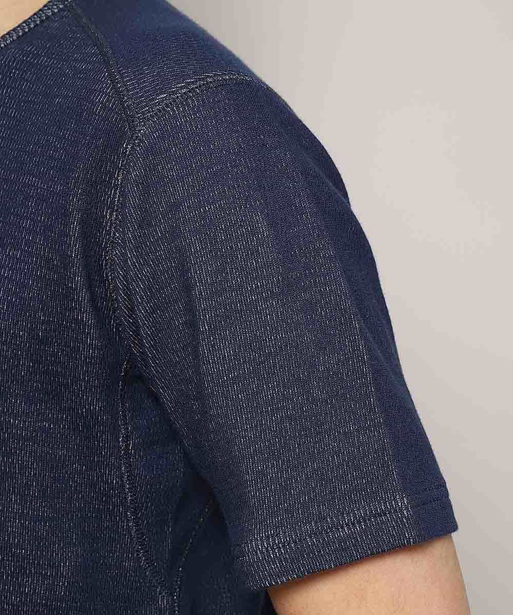 MKKHL38059 MK MICHEL KLEIN HOMME(MKミッシェルクランオム) カットソー／メッシュプレーティング ネイビー