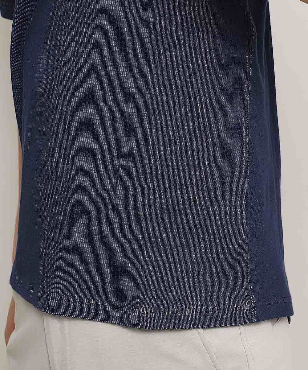 MKKHL38059 MK MICHEL KLEIN HOMME(MKミッシェルクランオム) カットソー／メッシュプレーティング ネイビー